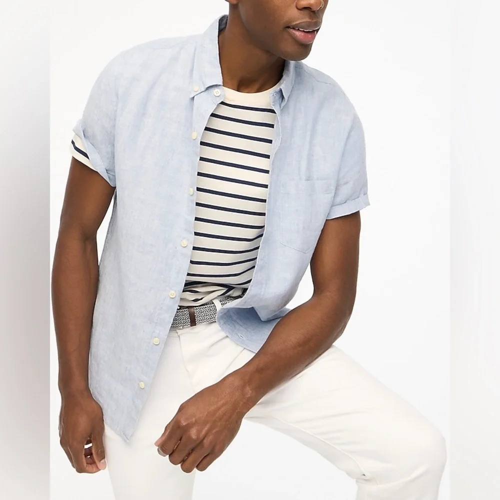 NWT / J.crew Factory Short-sleeve slim linen-blend shirt /B004